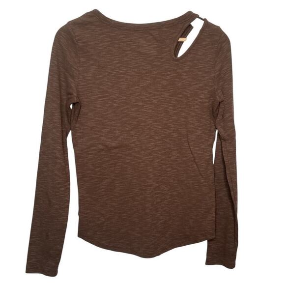 Gap Tan Heather Long Sleeve Keyhole Top - Size S - Picture 2 of 4